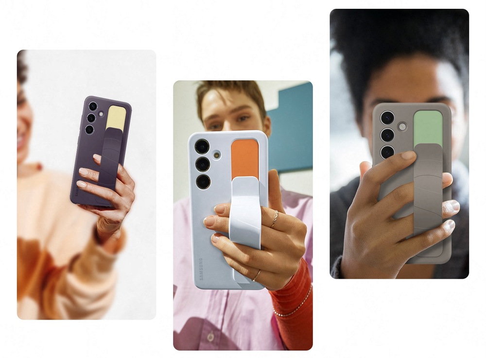 Kryt na mobil Samsung Silicone Grip s poutkem na Galaxy S24+ fialový