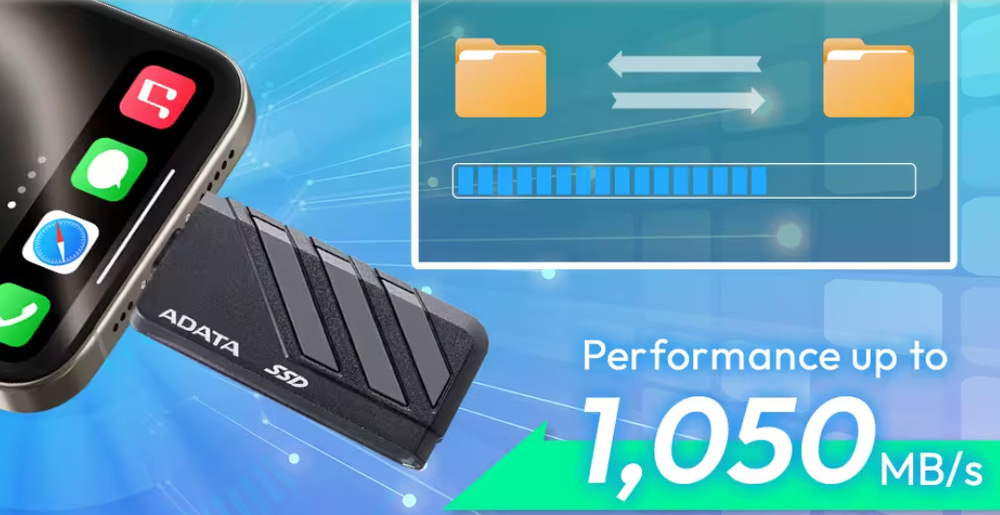 SSD externí ADATA SC735 2TB černý/modrý ADATA SC735 podporuje přenosové rychlosti až 1 050 MB/s