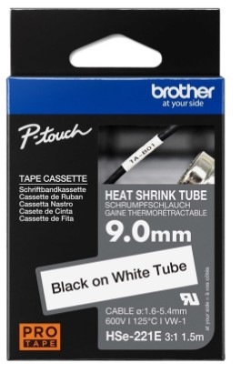 Papírový štítek Brother HSE-221E černá na bílé, 9,0 mm Papírový štítek Brother HSE-221E černá na bílé, 9,0 mm