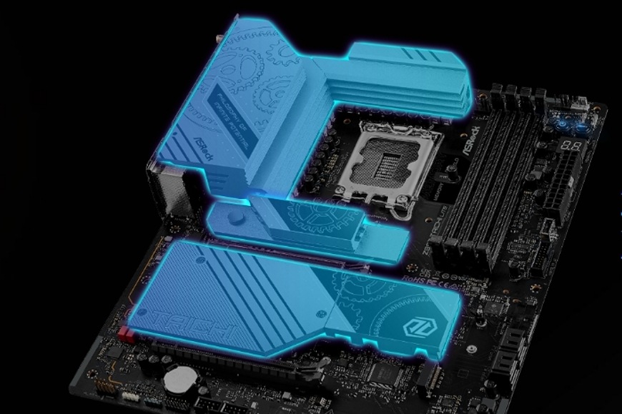 Masivní chlazení VRM a M.2 slotů základní desky ASRock Z890 TAICHI LITE