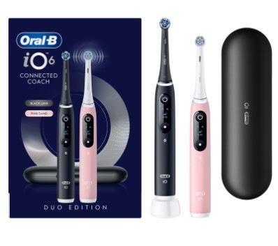 Zubní kartáček Oral-B iO6 Series Duo Pack Black / Pink Sand černý/růžový Set zubních kartáčků Oral-B iO6 Series Duo Pack Black / Pink Sand