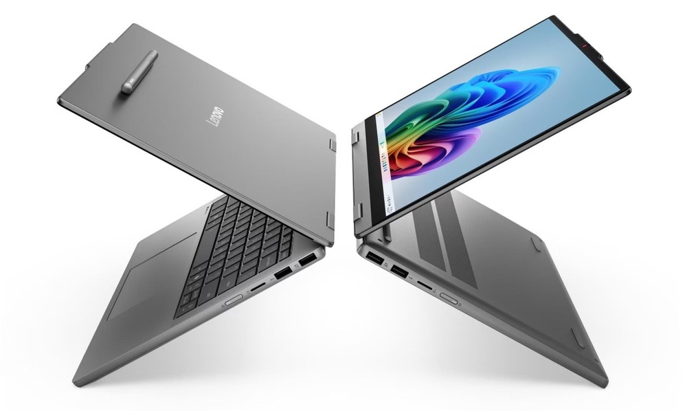 Notebook Lenovo IdeaPad 5 2-in-1 14IPH11 šedý Dva otevřené notebooky Lenovo IdeaPad 5 14IPH11