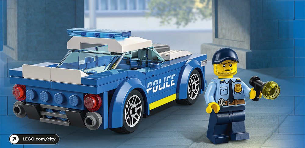Sportovní policejní auto s dynamickým designem umožní dětem od stavění plynule přejít k vlastním policejním dobrodružstvím.