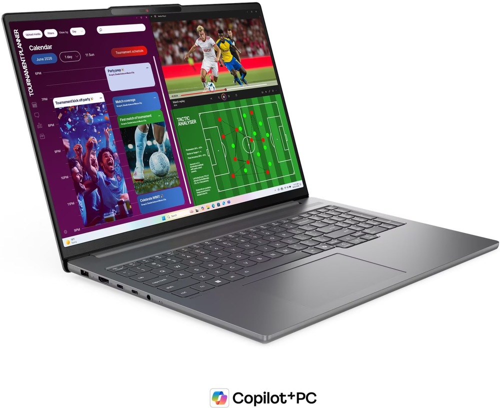 Notebook Lenovo IdeaPad Pro 5 16IPH11 šedý Lenovo IdeaPad Pro 5 s obrazovkou zobrazující pracovní prostředí a logem Copilot+ PC