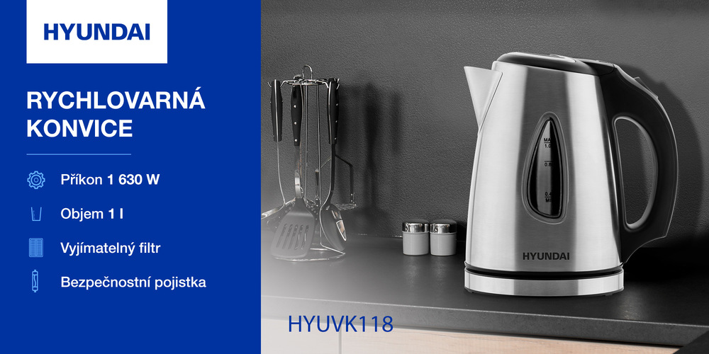 Rychlovarná konvice Hyundai VK118 nerez Rychlovarná konvice Hyundai VK118 nerez