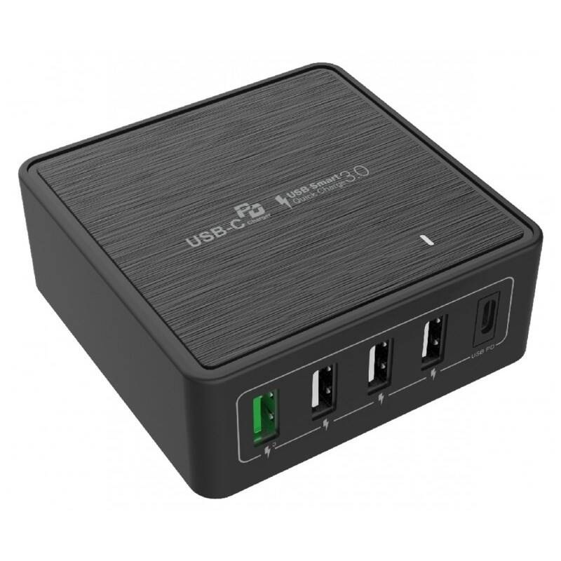 Nabíječka do sítě WG 4x USB, USB-C, QC 3.0, 60W černá