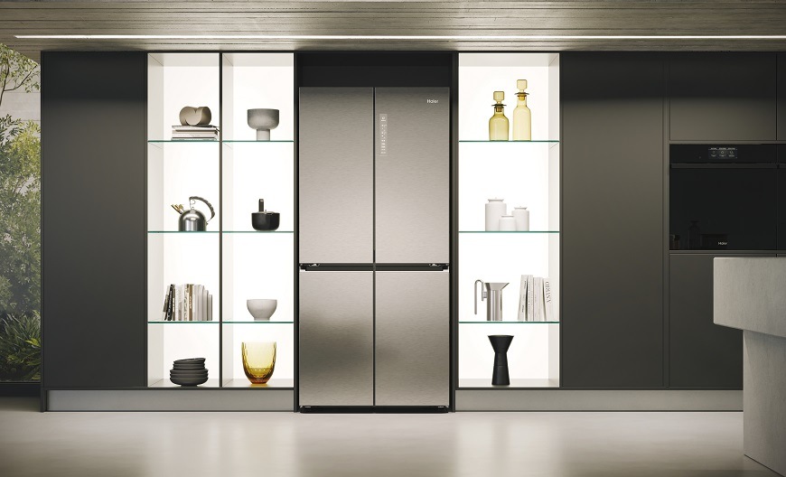 Americká lednice Haier HCR7818DNMM stříbrná