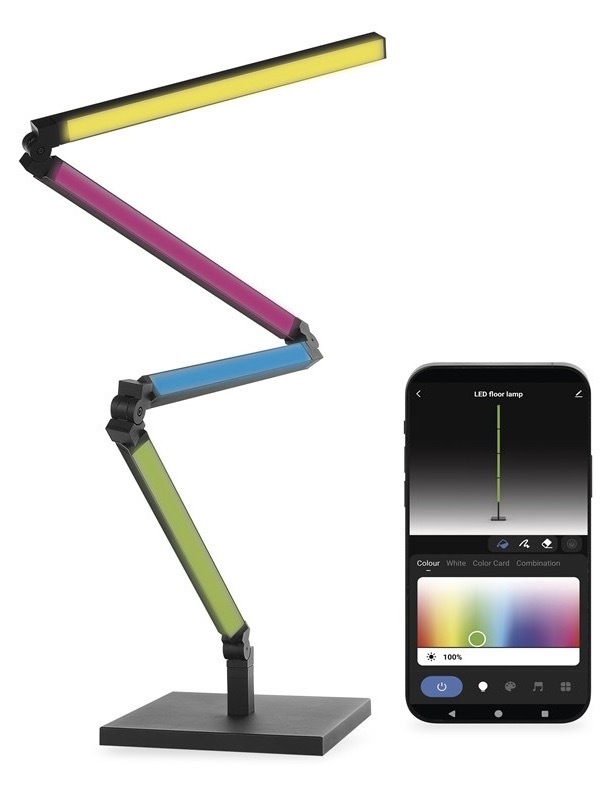 Stojací lampa EMOS GoSmart,  24 W, 1000 lm, RGB+WW černá