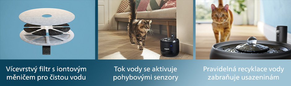 Chytrá fontánka Philips PAW3210/02 černá Kočka u chytré fontánky Philips PAW3210/02