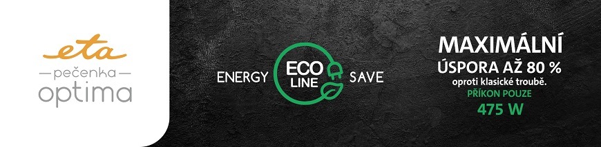 ETA Pečenka Optima s příkonem pouze 475 W a maximální úsporou energie až 80 % oproti klasické troubě