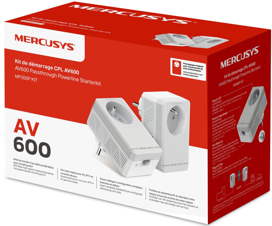 Síťový rozvod LAN po 230V Mercusys MP300P AV600 KIT bílé Síťový rozvod LAN po 230V Mercusys MP300P AV600 KIT