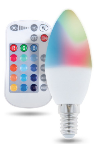 Žárovka LED Forever svíčka, E14 RGB 5W s dálkovým ovládáním