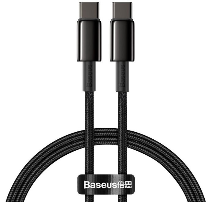 Kabel Baseus Tungsten Gold USB-C/USB-C, 100W, 1m - černý