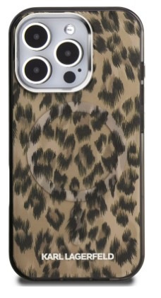 Kryt na mobil Karl Lagerfeld IML Leopard MagSafe na Apple iPhone 16 Pro hnědý