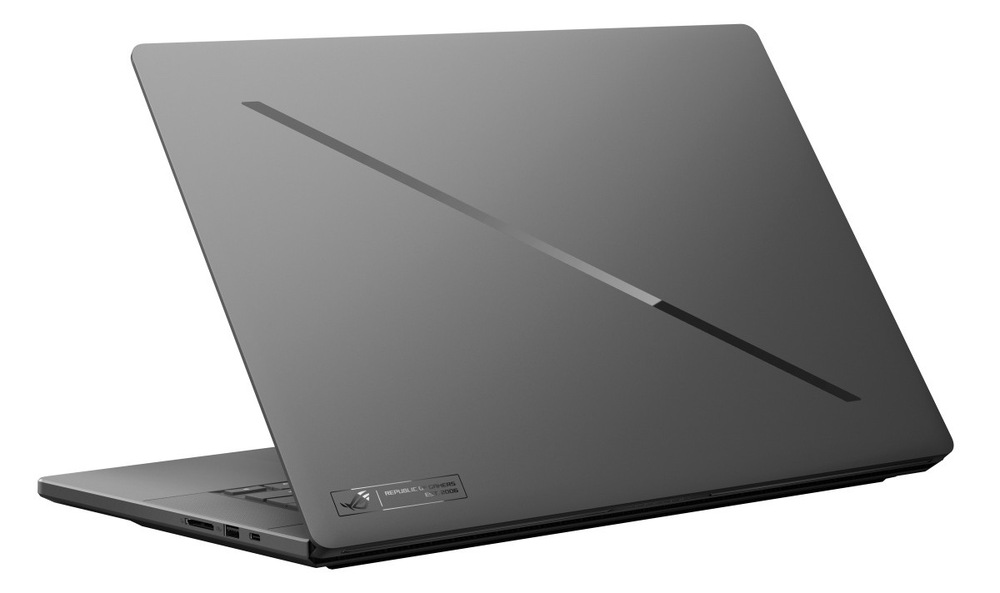 Notebook Asus ROG Zephyrus G16 šedý Pootevřený notebook Asus ROG Zephyrus G16 zezadu