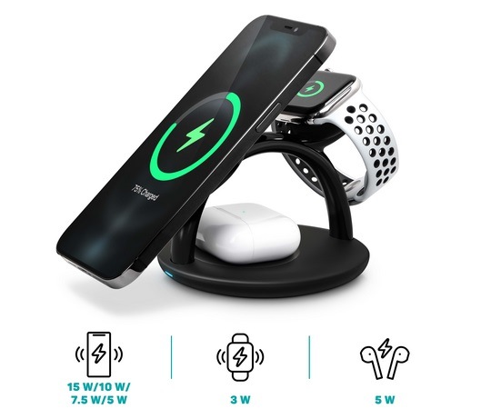 Bezdrátová nabíječka Connect IT MultiCharge 3v1 MagSafe černá