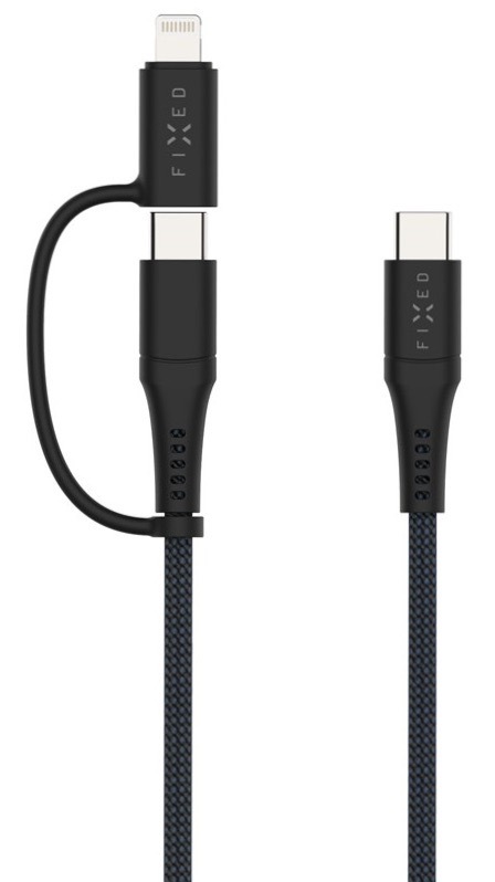 Kabel FIXED USB-C/USB-C a Lightning, PD, 60W, MFi, 3m šedý
