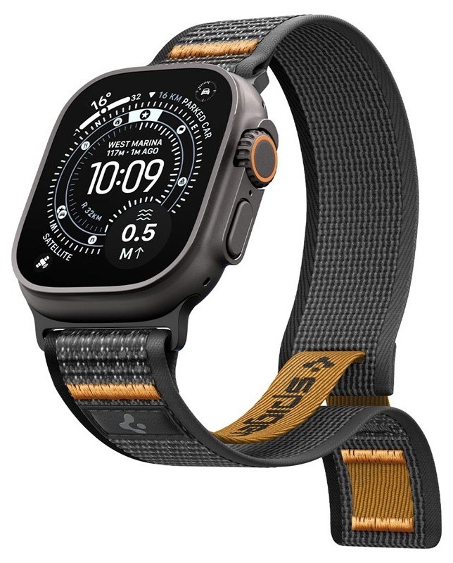 Řemínek Spigen na hodinky Apple Watch 49, 46, 45 a 44 mm, černo-oranžová barva