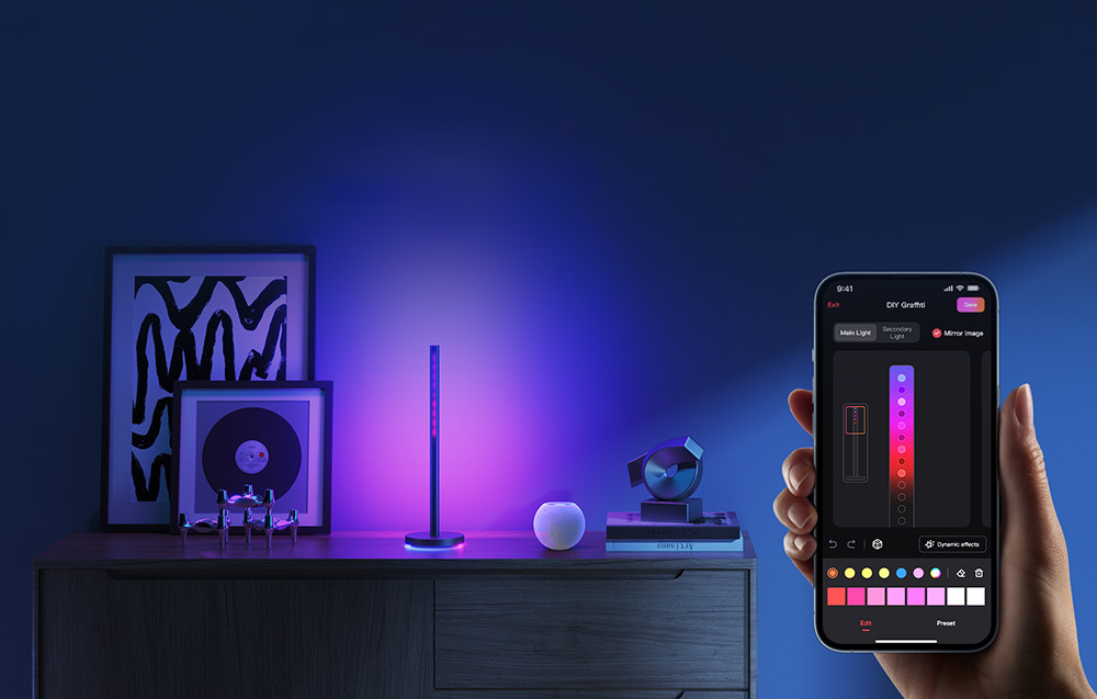 LED světlo Yeelight Sada Beam RGBIC Light Bar černé Nastavení LED světla Yeelight Sada Beam RGBIC Light Bar pomocí aplikace v mobilu