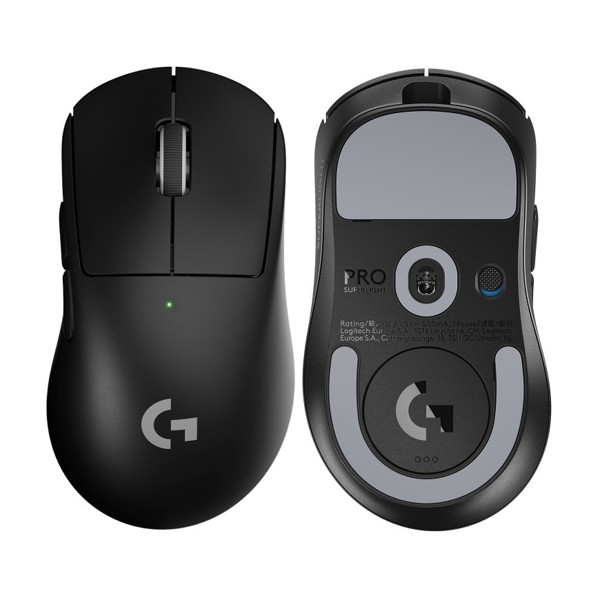 Myš Logitech G PRO X Superlight 2 DEX SE z horní a spodní strany s kluznými plochami