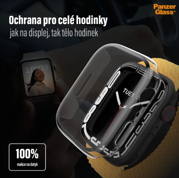 PanzerGlass Full Protection na Apple Watch 7 a 8, 41 mm, průhledná