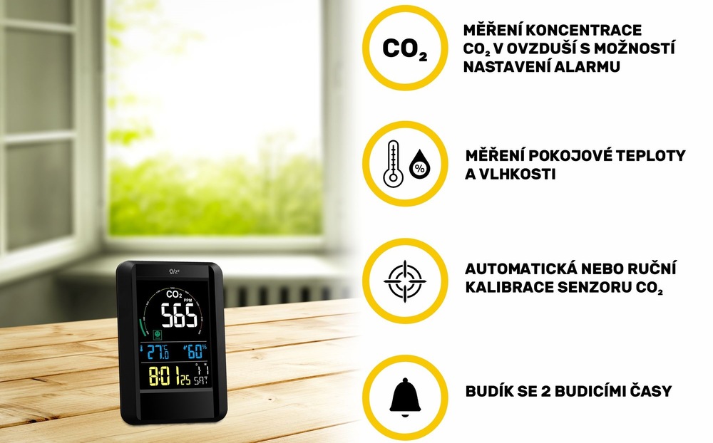 Měřič kvality vzduchu Airbi CO2AIR černý