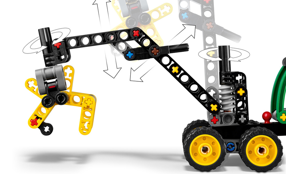 Stavebnice LEGO® Technic 42218 Kombajn John Deere 1470H Model LEGO Technic kombinuje stavění s hraním a umožňuje dětem přemisťovat kládu pomocí funkčního drapáku