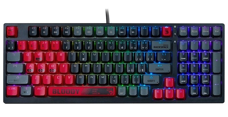 Klávesnice A4Tech Bloody S98 Sports, 80%, Red Switch, USB, CZ/SK layout černá
