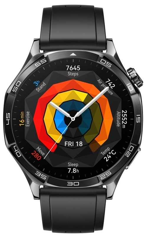Chytré hodinky Huawei Watch GT 5 46 mm Active NFC - Black + Black Fluoroelastomer Strap