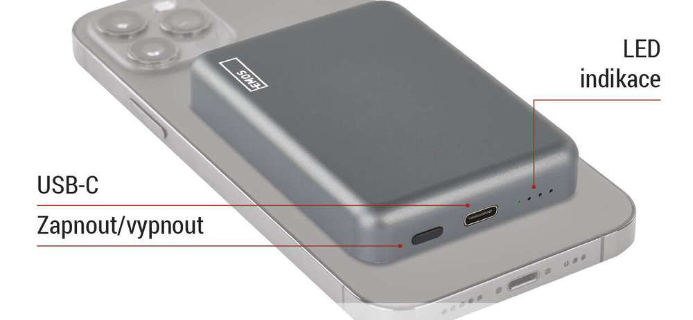 Powerbanka EMOS WI 522, 5 000 mAh, 20 W+Wireless modrá