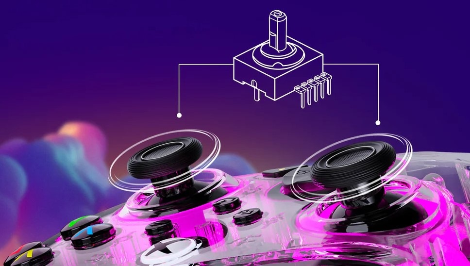 Gamepad Turtle Beach Afterglow Wired RGB, XBOX X/S, XBOX One, PC průhledný Detailní pohled na přesné analogové páčky pro plynulé ovládání.