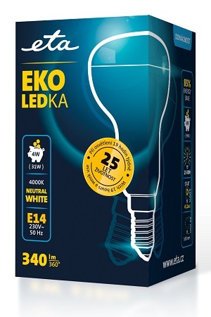 Žárovka LED ETA EKO LEDka reflektor 4W, E14, neutrální bílá Žárovka ETAR50W4NW01