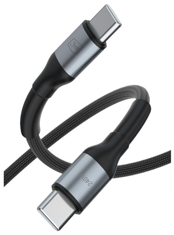 Nabíjecí kabel 3mk s konektory USB-C, černá barva