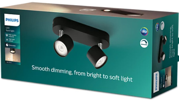 Bodové svítidlo Philips Star, 2xLED černé Bodové svítidlo Philips Star, 2xLED černé
