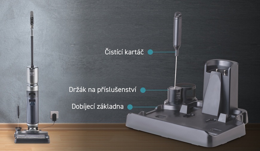 Čistič na tvrdé podlahy Thomas FloorCleaner Cordless šedý Čistič na tvrdé podlahy Thomas FloorCleaner Cordless šedý