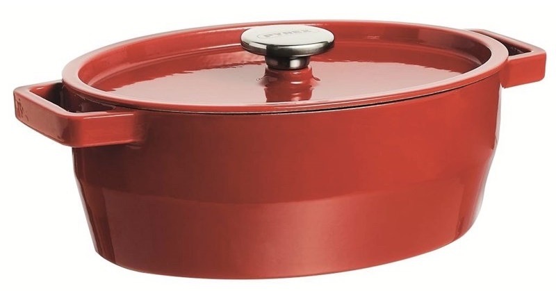 Kastrol s poklicí Pyrex 33×25 cm, 6 l červený