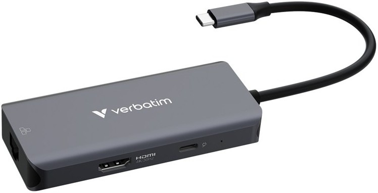 USB Hub Verbatim USB-C Essentials Multiport Hub 6 port - 3x USB 3.2 GEN 1 / HDMI / USB-C PD / RJ-45 - šedý