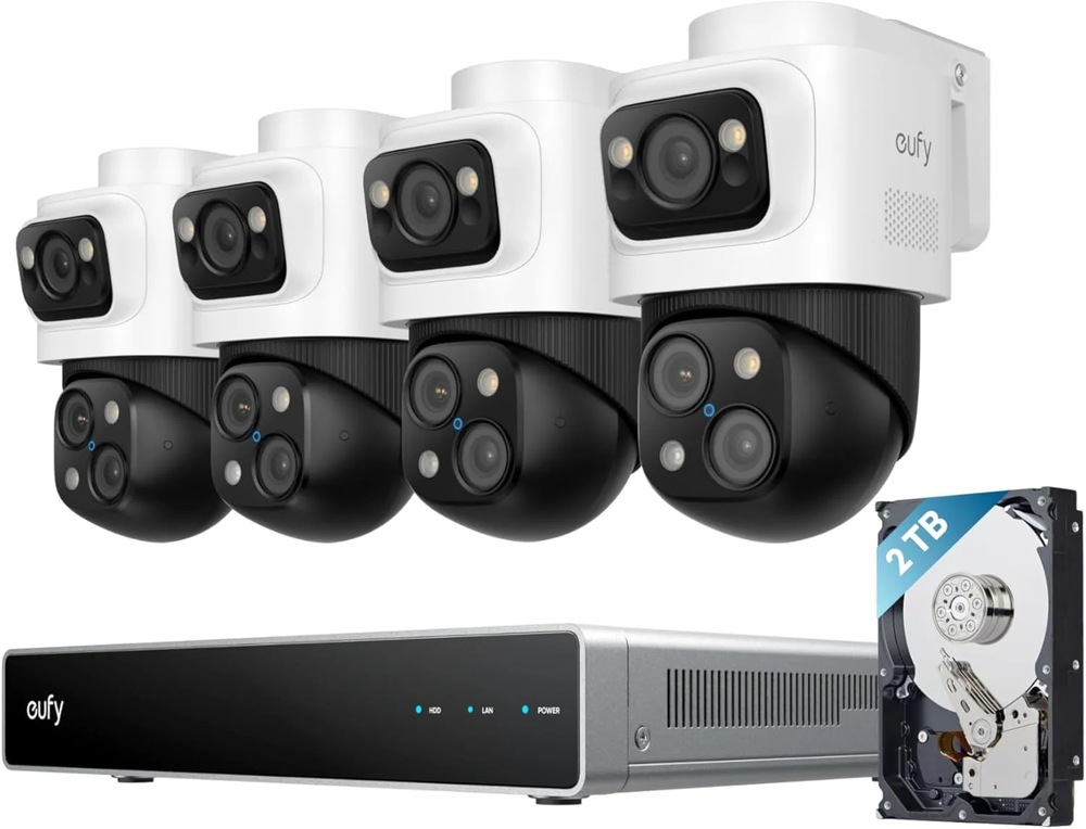 Kamerový systém Anker eufy PoE (4 ks kamera S4 Max + NVR) bílý Sada čtyř kamer eufy S4 Max PoE s NVR rekordérem a integrovaným 2TB úložištěm