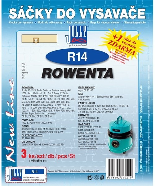 Sáčky do vysavače Jolly R 14  do vysav. ROWENTA v počtu 3+1ks