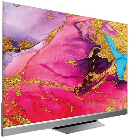 Televize Haier H75M95EUX s barevnými přechody na obrazovce