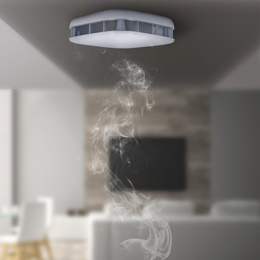 Detektor kouře Solight s Wi-Fi bílý Detektor kouře Solight s Wi-Fi detekuje kouř
