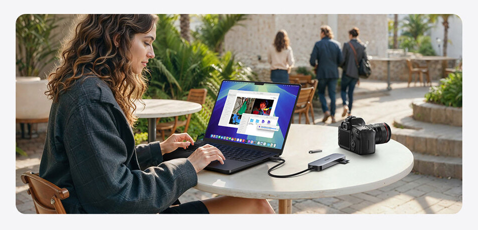 Velkou předností Anker 7v1 Nano je i průchozí napájení