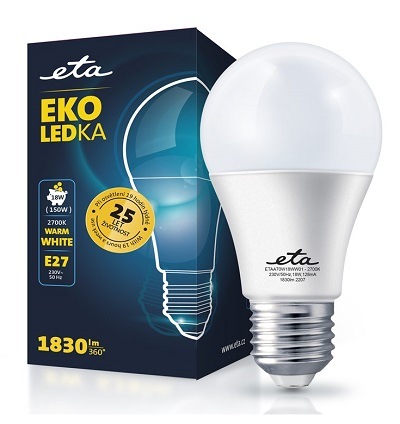 Žárovka LED ETA EKO LEDka klasik 18W, E27, teplá bílá