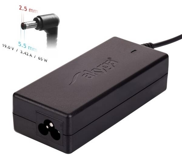 Napájecí adaptér Akyga pro notebook 19V/3.42A 65W 5.5x2.5 mm pro ASUS/TOSHIBA/LENOVO