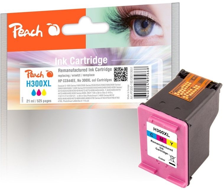 Inkoustová náplň Peach HP 300 XL, 525 stran- CMY