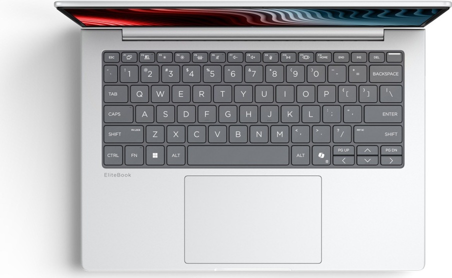 Notebook HP Elitebook 8 G2a 14" stříbrný Pohled shora na Elitebook 8 G2a s moderním zabezpečením HP Wolf Security