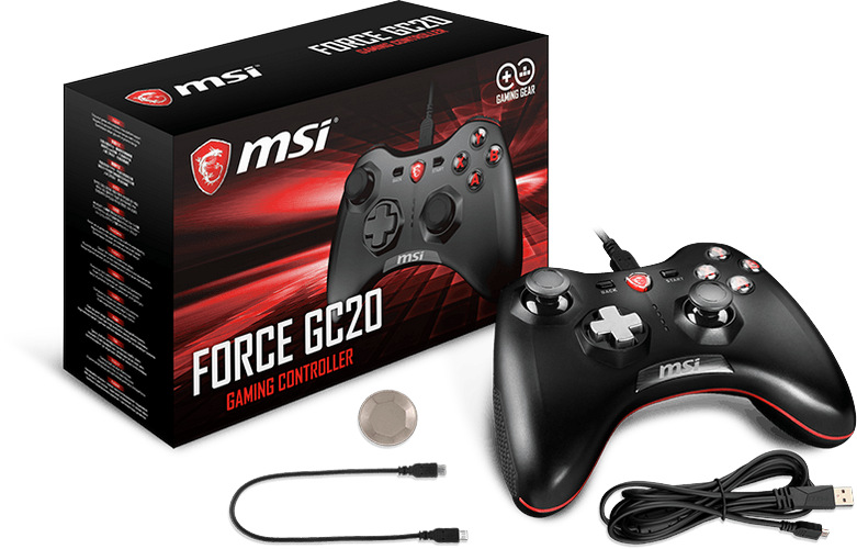 Gamepad MSI Force GC20, drátový, pro PC, PS3, Android černý Gamepad MSI Force GC20, drátový, pro PC, PS3, Android černý