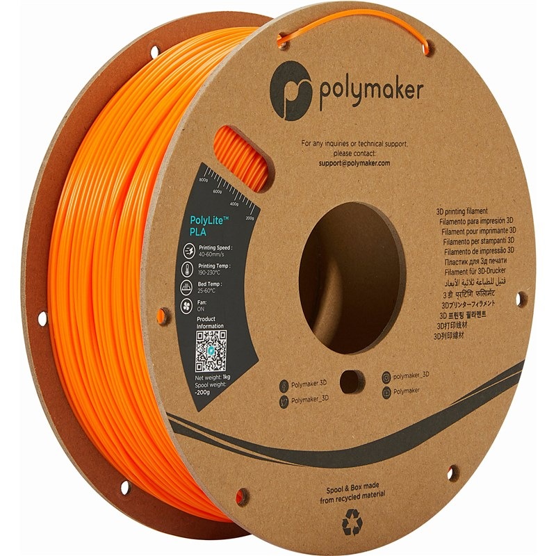 Filament Polymaker PolyLite PLA, 1,75 mm, 1 kg oranžový