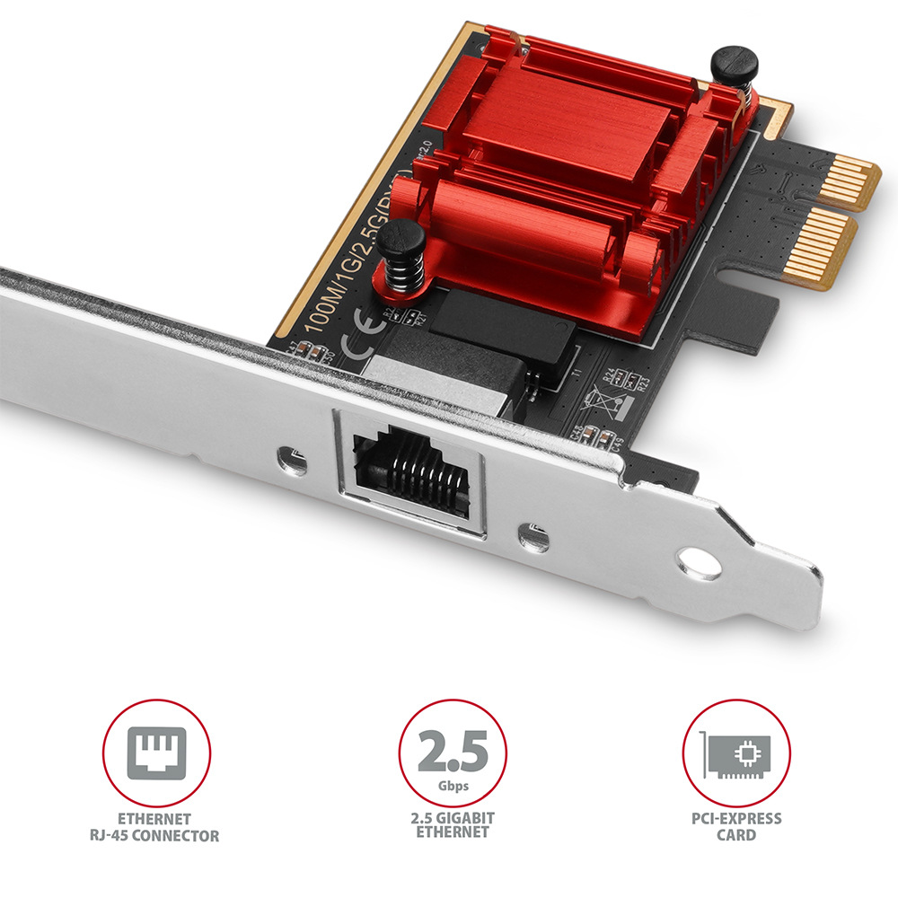 Síťová karta Axagon PCEE-G25, PCIe síťová karta - 1x 2.5 Gigabit Ethernet port stříbrná
