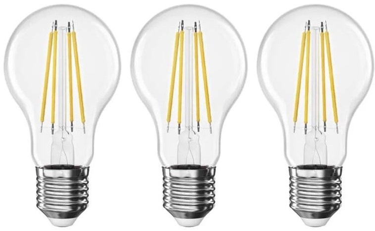 Žárovka LED EMOS Filament klasik, 3,8W, 806lm, E27, teplá bílá, 3ks